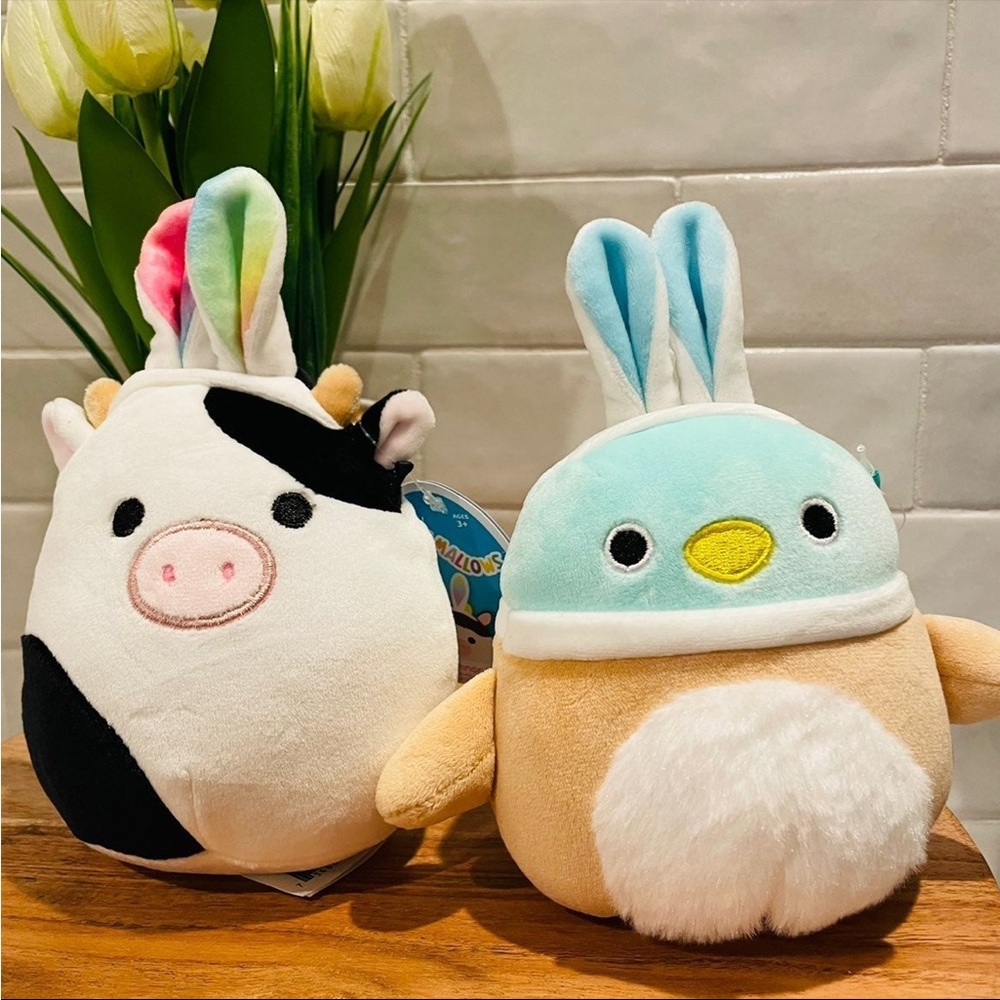 Squishmallow Connor the Cow and Avery the Duck Easter 5 IN NWT